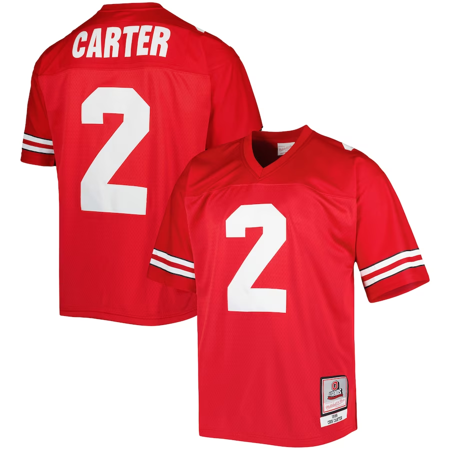 Men's Ohio State Buckeyes Mitchell & Ness Cris Carter #2 Scarlet Authentic Jersey